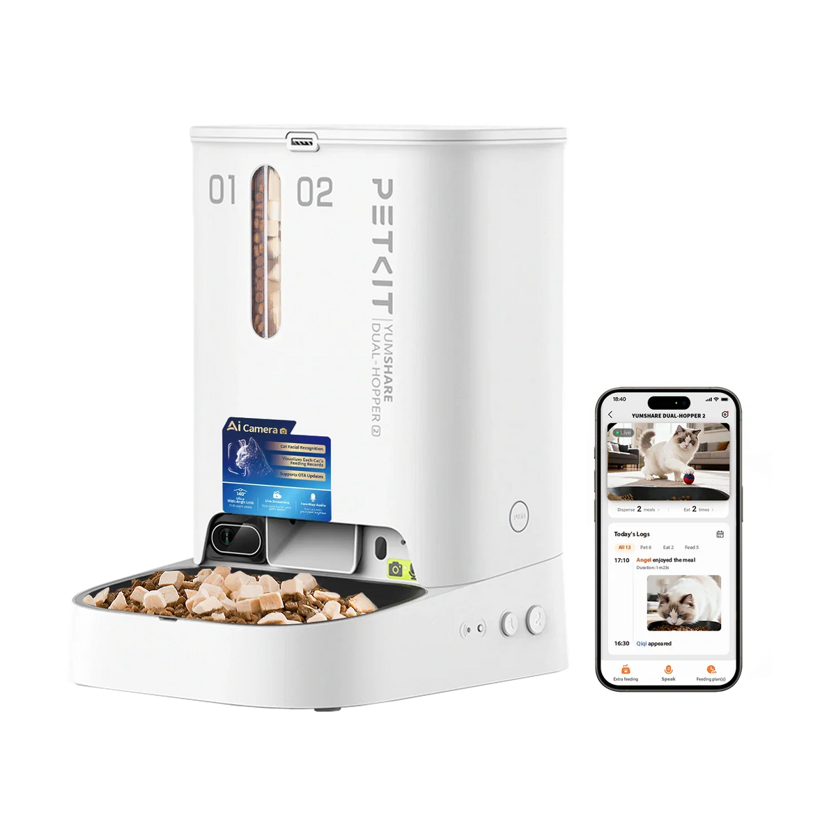Автоматична хранилка с камера Petkit YumShare Dual-Hopper 2
